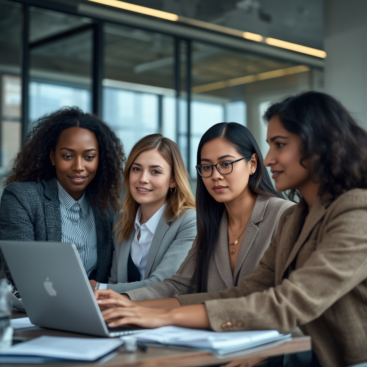 Diverse professional women working together